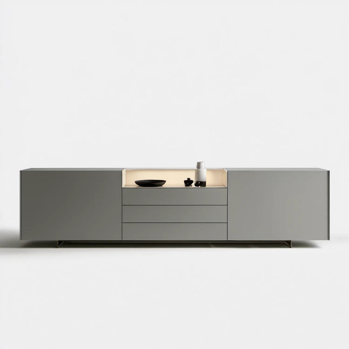 Szary kredens MDF z oświetleniem LED, 240 x 45 x 75 cm