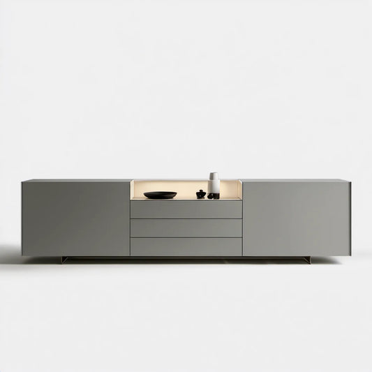 Szary kredens MDF z oświetleniem LED, 240 x 45 x 75 cm