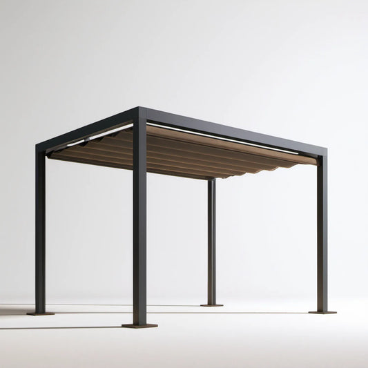 Pergola ogrodowa z rozsuwanym dachem 300 x 400 x 230 cm Antracytowy/Taupe
