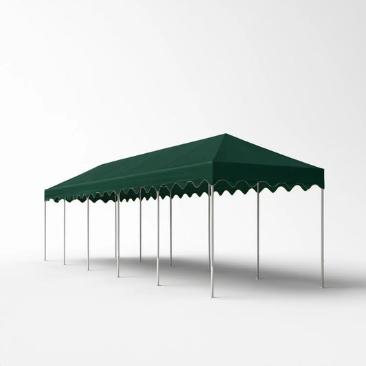 Zielony pawilon ogrodowy 3 × 6 m z dachem PE i stalowym stelażem, wys. 250 cm