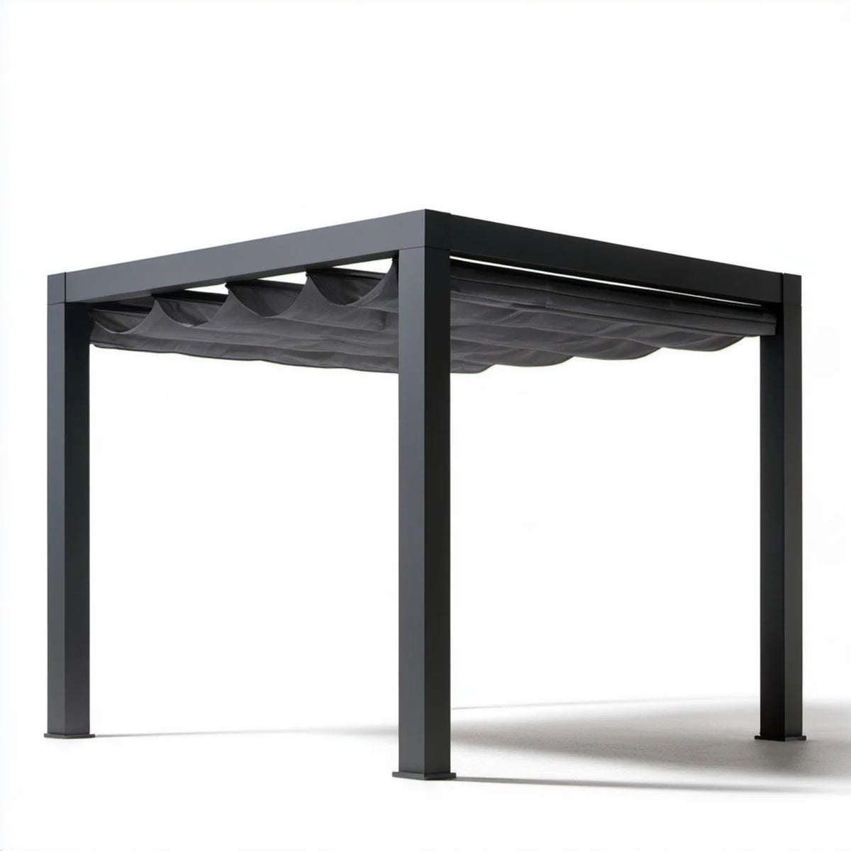 Aluminiowa pergola ogrodowa z ręcznie rozsuwanym dachem 300 × 300 × 220 cm, antracytowa