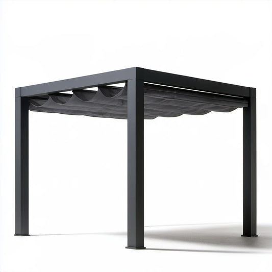 Aluminiowa pergola ogrodowa z ręcznie rozsuwanym dachem 300 × 300 × 220 cm, antracytowa